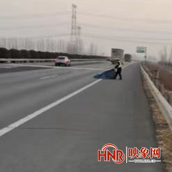 駐馬店高速交警：清理貨車(chē)掉落物 消除轄區(qū)安全隱患