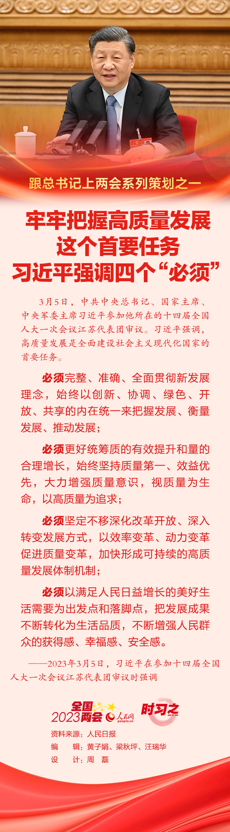 跟總書記上兩會系列策劃之一 牢牢把握高質(zhì)量發(fā)展這個首要任務(wù)習近平強調(diào)四個“必須”