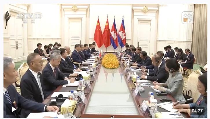 習(xí)近平會(huì)見(jiàn)柬埔寨人民黨主席、參議院主席洪森
